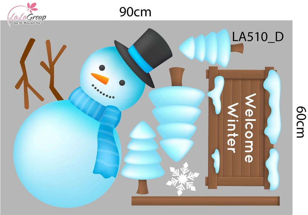 Combo Decal Trang Trí Noel Người Tuyết Và Những Ngôi Nhà Ấm Áp Chào Đón Giáng Sinh