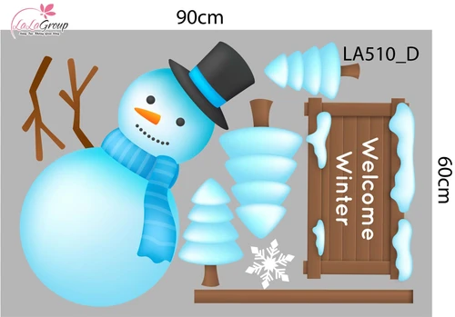 Combo Decal Trang Trí Noel Người Tuyết Và Những Ngôi Nhà Ấm Áp Chào Đón Giáng Sinh