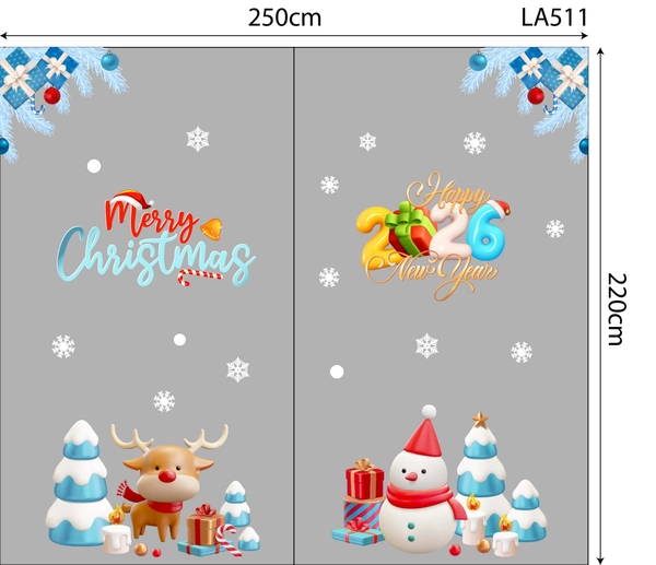 Combo Decal Trang Trí Noel Người Tuyết Và Tuần Lộc Cùng Những Phần Quà Xinh Xắn