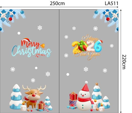 Combo Decal Trang Trí Noel Người Tuyết Và Tuần Lộc Cùng Những Phần Quà Xinh Xắn