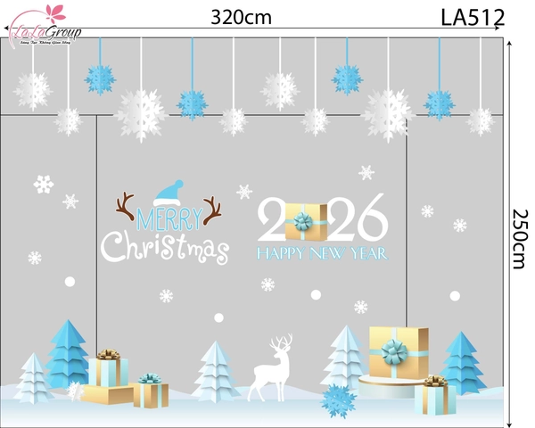 Combo Decal Trang Trí Noel Cây Thông Xanh Và Những Bông Tuyết Trắng