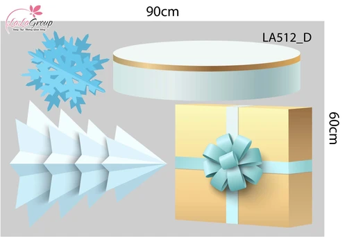 Combo Decal Trang Trí Noel Cây Thông Xanh Và Những Bông Tuyết Trắng