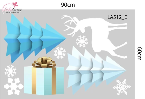 Combo Decal Trang Trí Noel Cây Thông Xanh Và Những Bông Tuyết Trắng