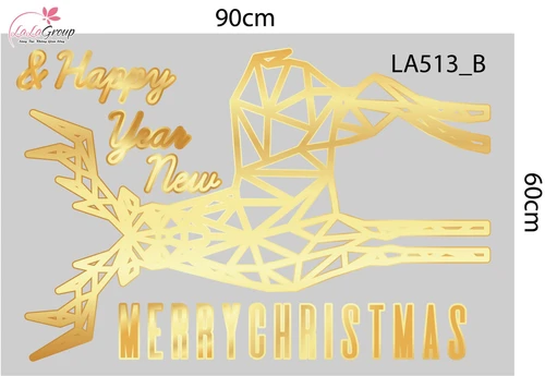 Combo Decal Trang Trí Noel Cây Thông Và Tuần Lộc Vàng Cách Điệu