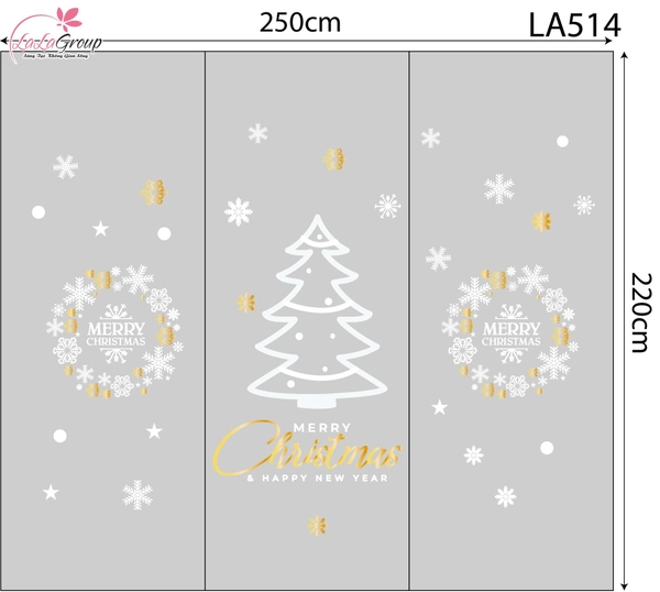 Combo Decal Trang Trí Noel Vòng Nguyệt Quế Và Cây Thông Trắng Xinh Xắn