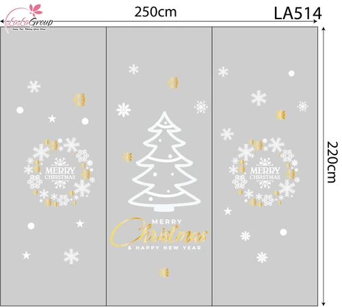 Combo Decal Trang Trí Noel Vòng Nguyệt Quế Và Cây Thông Trắng Xinh Xắn