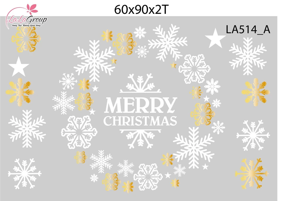 Combo Decal Trang Trí Noel Vòng Nguyệt Quế Và Cây Thông Trắng Xinh Xắn