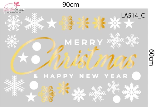 Combo Decal Trang Trí Noel Vòng Nguyệt Quế Và Cây Thông Trắng Xinh Xắn