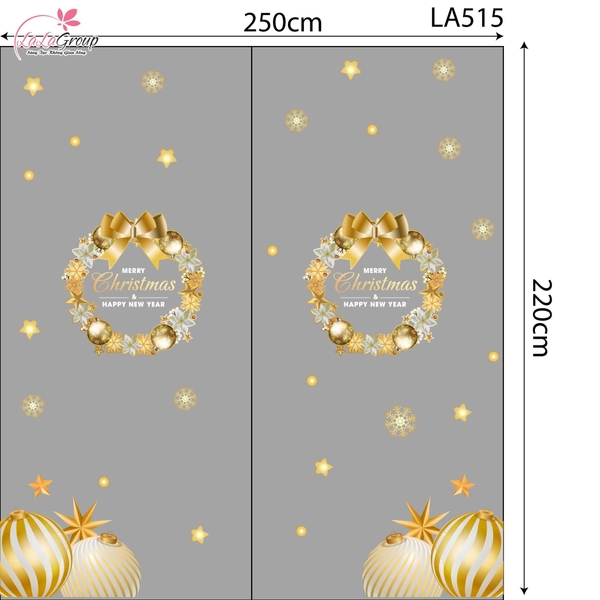 Combo Decal Trang Trí Noel Vòng Nguyệt Quế Và Những Quả Châu Vàng Lấp Lánh