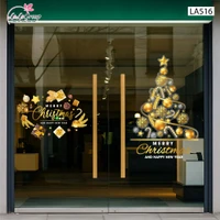 Combo Decal Trang Trí Noel Merry Christmas Và Cây Thông Trang Trí Lung Linh Sắc Vàng