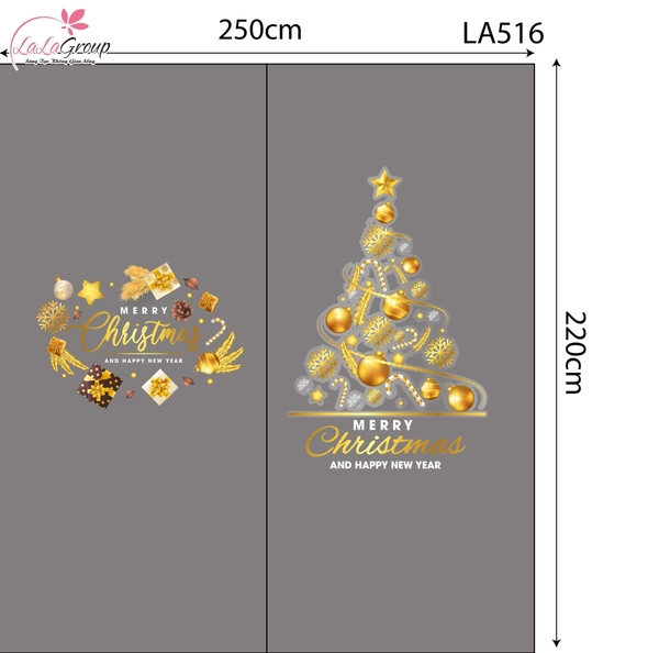 Combo Decal Trang Trí Noel Merry Christmas Và Cây Thông Trang Trí Lung Linh Sắc Vàng