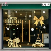 Combo Decal Trang Trí Noel Nơ Và Cây Thông Vàng Lung Linh