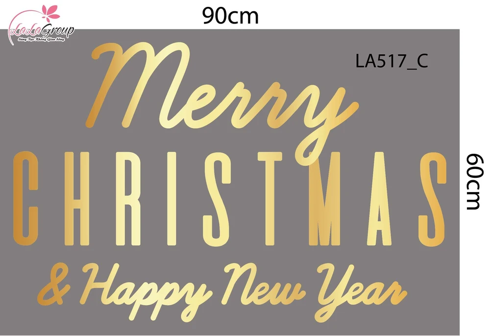 Combo Decal Trang Trí Noel Nơ Và Cây Thông Vàng Lung Linh