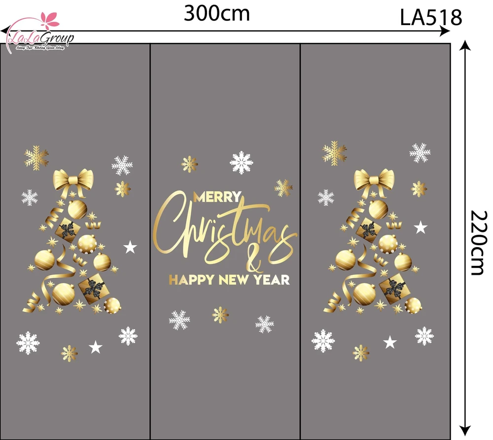 Combo Decal Trang Trí Noel Cây Thông Vàng Và Những Quả Châu Trang Trí Xinh Xắn