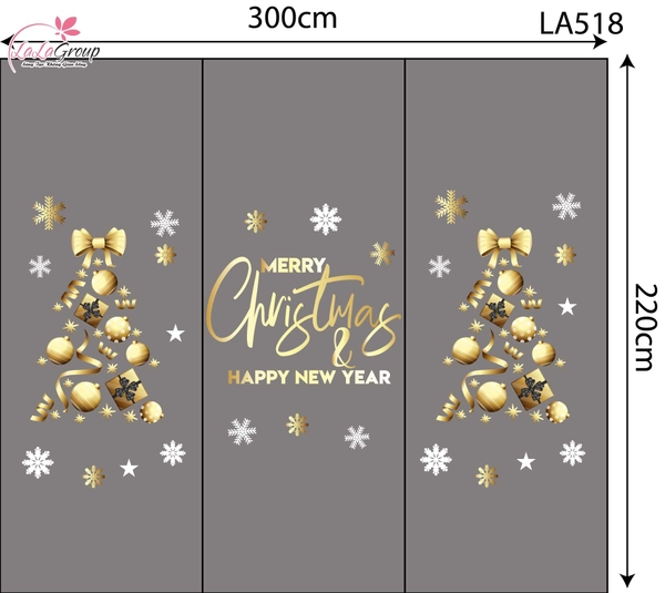 Combo Decal Trang Trí Noel Cây Thông Vàng Và Những Quả Châu Trang Trí Xinh Xắn