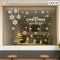 Combo Decal Trang Trí Noel Cây Thông Vàng Và Những Bông Tuyết Trắng