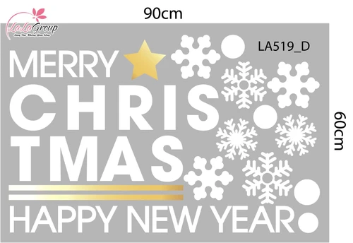 Combo Decal Trang Trí Noel Cây Thông Vàng Và Những Bông Tuyết Trắng