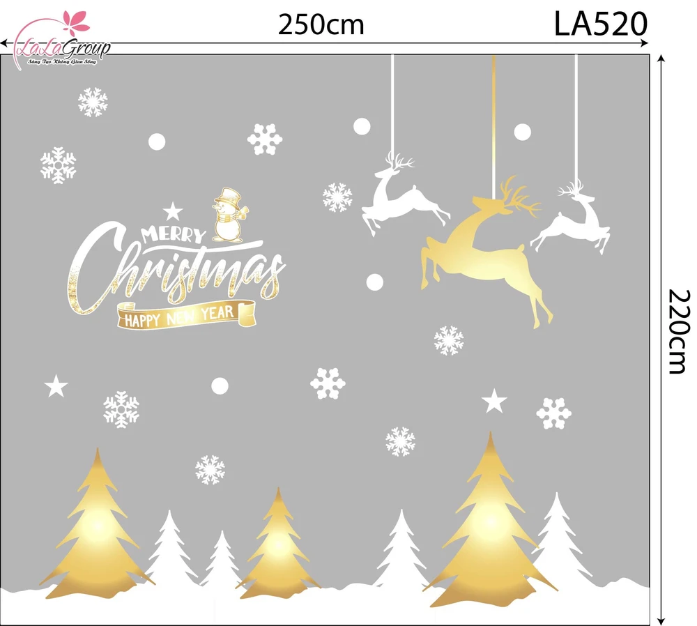 Combo Decal Trang Trí Noel Những Cây Thông Và Đàn Tuần Lộc