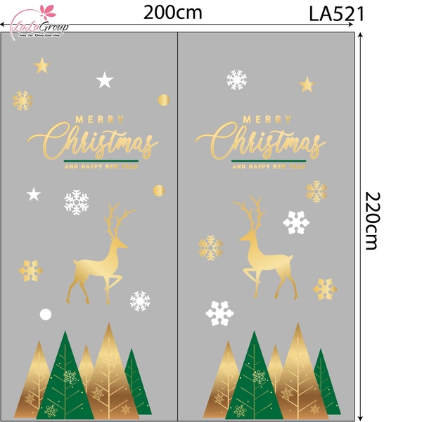 Combo Decal Trang Trí Noel Những Cây Thông Sắc Màu Và Đôi Tuần Lộc Vàng