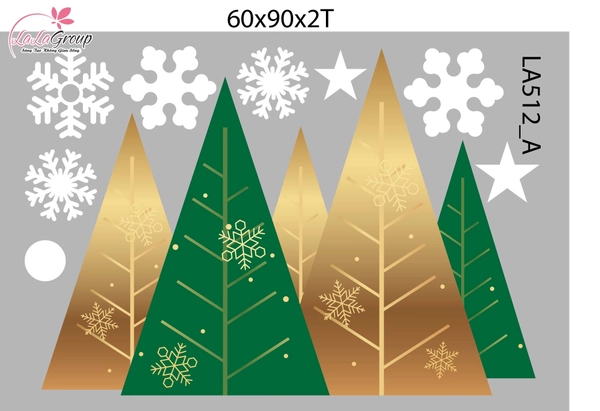 Combo Decal Trang Trí Noel Những Cây Thông Sắc Màu Và Đôi Tuần Lộc Vàng