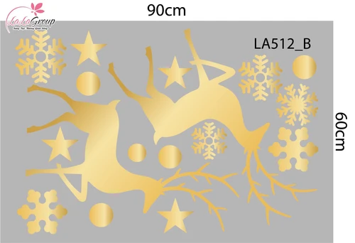 Combo Decal Trang Trí Noel Những Cây Thông Sắc Màu Và Đôi Tuần Lộc Vàng