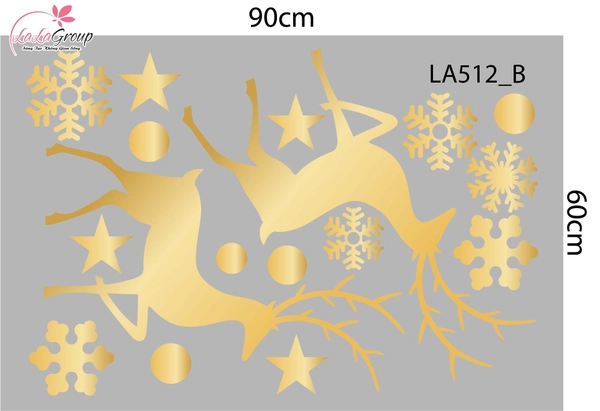 Combo Decal Trang Trí Noel Những Cây Thông Sắc Màu Và Đôi Tuần Lộc Vàng