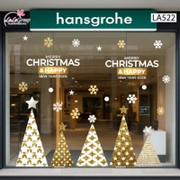 Combo Decal Trang Trí Noel Những Cây Thông Vàng Xinh Xắn Và Bông Tuyết Lấp Lánh