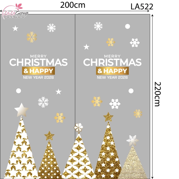 Combo Decal Trang Trí Noel Những Cây Thông Vàng Xinh Xắn Và Bông Tuyết Lấp Lánh