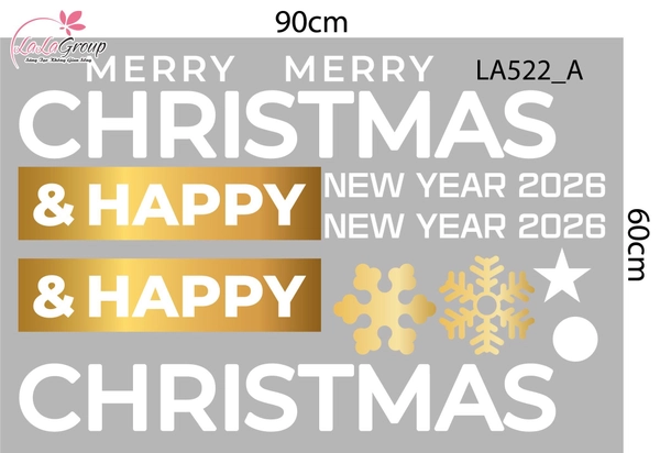 Combo Decal Trang Trí Noel Những Cây Thông Vàng Xinh Xắn Và Bông Tuyết Lấp Lánh