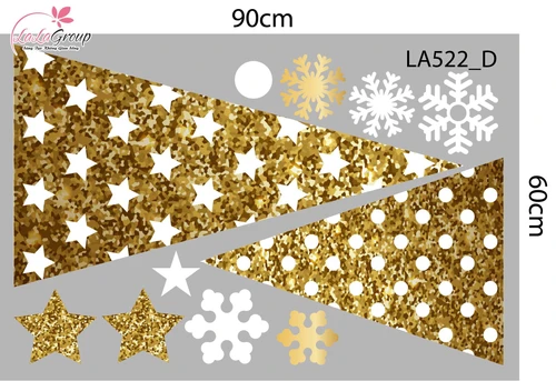 Combo Decal Trang Trí Noel Những Cây Thông Vàng Xinh Xắn Và Bông Tuyết Lấp Lánh