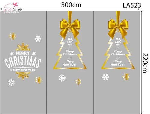 Combo Decal Trang Trí Noel Merry Christmas Và Cây Thông Nơ Vàng