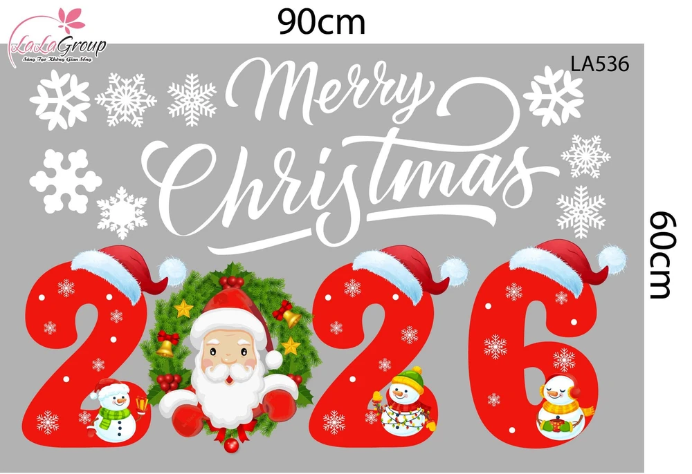 Decal Trang Trí Noel Ông Già Noel Vui Vẻ Và Merry Christmas