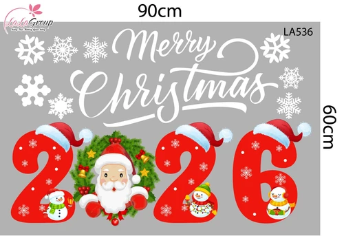 Decal Trang Trí Noel Ông Già Noel Vui Vẻ Và Merry Christmas