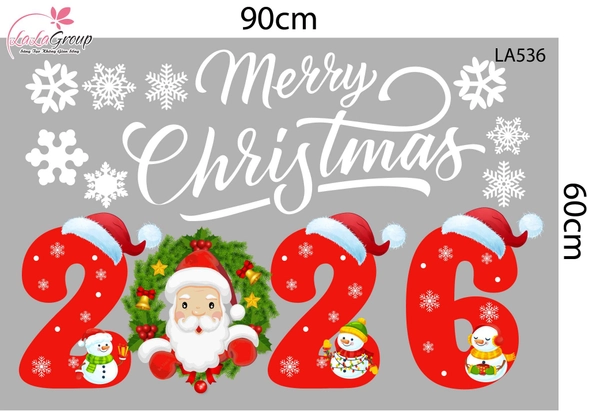 Decal Trang Trí Noel Ông Già Noel Vui Vẻ Và Merry Christmas