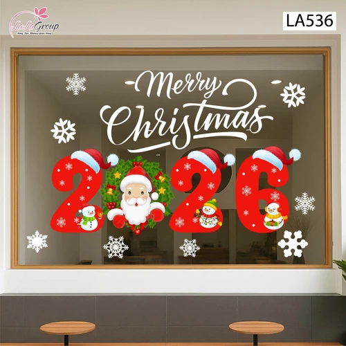 Decal Trang Trí Noel Ông Già Noel Vui Vẻ Và Merry Christmas