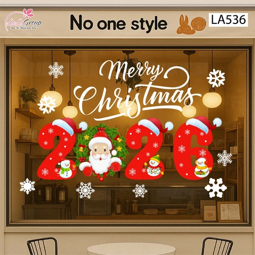 Decal Trang Trí Noel Ông Già Noel Vui Vẻ Và Merry Christmas
