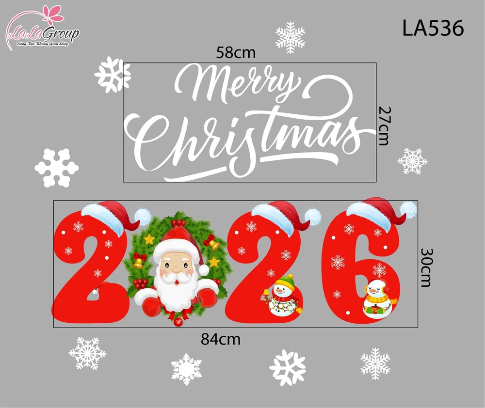 Decal Trang Trí Noel Ông Già Noel Vui Vẻ Và Merry Christmas