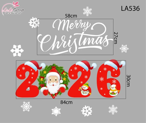 Decal Trang Trí Noel Ông Già Noel Vui Vẻ Và Merry Christmas