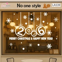 Decal trang trí Noel Merry christmas & Happy new year 2026 chữ trắng