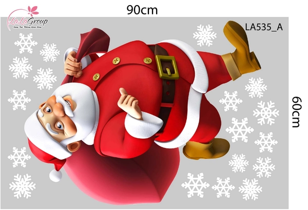 Combo Decal Trang Trí Noel Ông Già Noel vui Vẻ Và Người Tuyết Quàng Khăn Đỏ