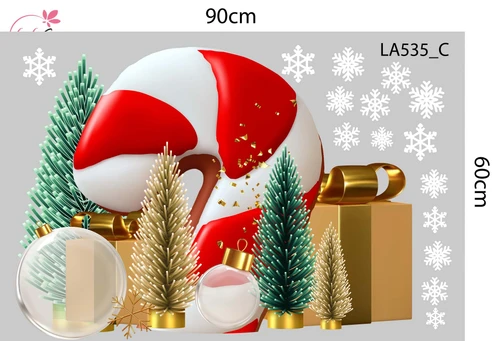 Combo Decal Trang Trí Noel Ông Già Noel vui Vẻ Và Người Tuyết Quàng Khăn Đỏ