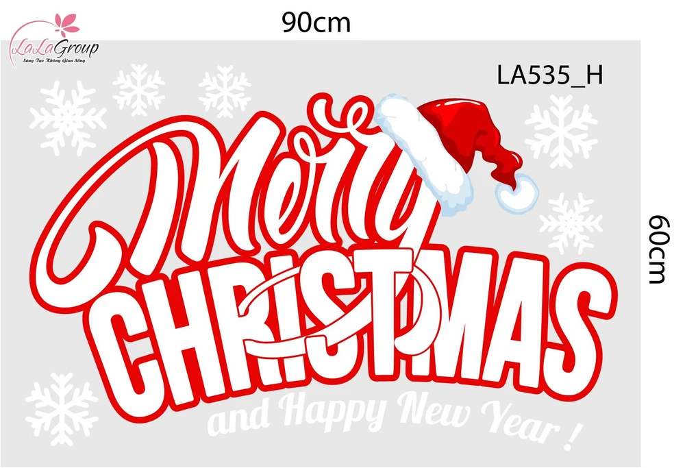 Combo Decal Trang Trí Noel Ông Già Noel vui Vẻ Và Người Tuyết Quàng Khăn Đỏ