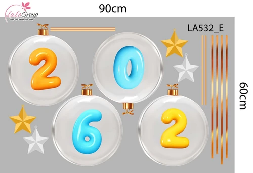 Combo Decal Trang Trí Noel Dây Treo Quả Cầu Thủy Tinh Và Cây Thông Xanh Mint