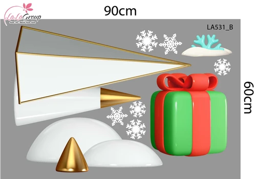 Combo Decal Trang Trí Noel Merry Christmas Cây Kẹo Khổng Lồ Và Những Hộp Quà