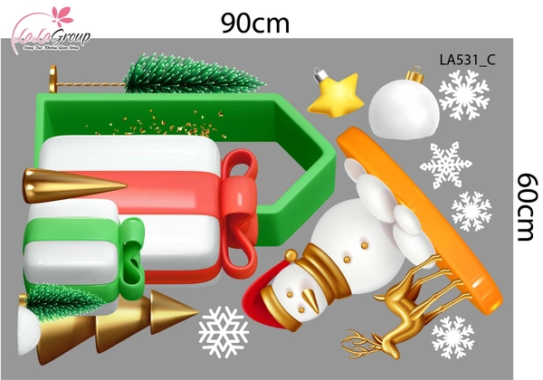 Combo Decal Trang Trí Noel Merry Christmas Cây Kẹo Khổng Lồ Và Những Hộp Quà