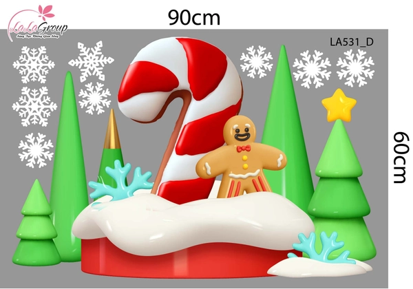Combo Decal Trang Trí Noel Merry Christmas Cây Kẹo Khổng Lồ Và Những Hộp Quà