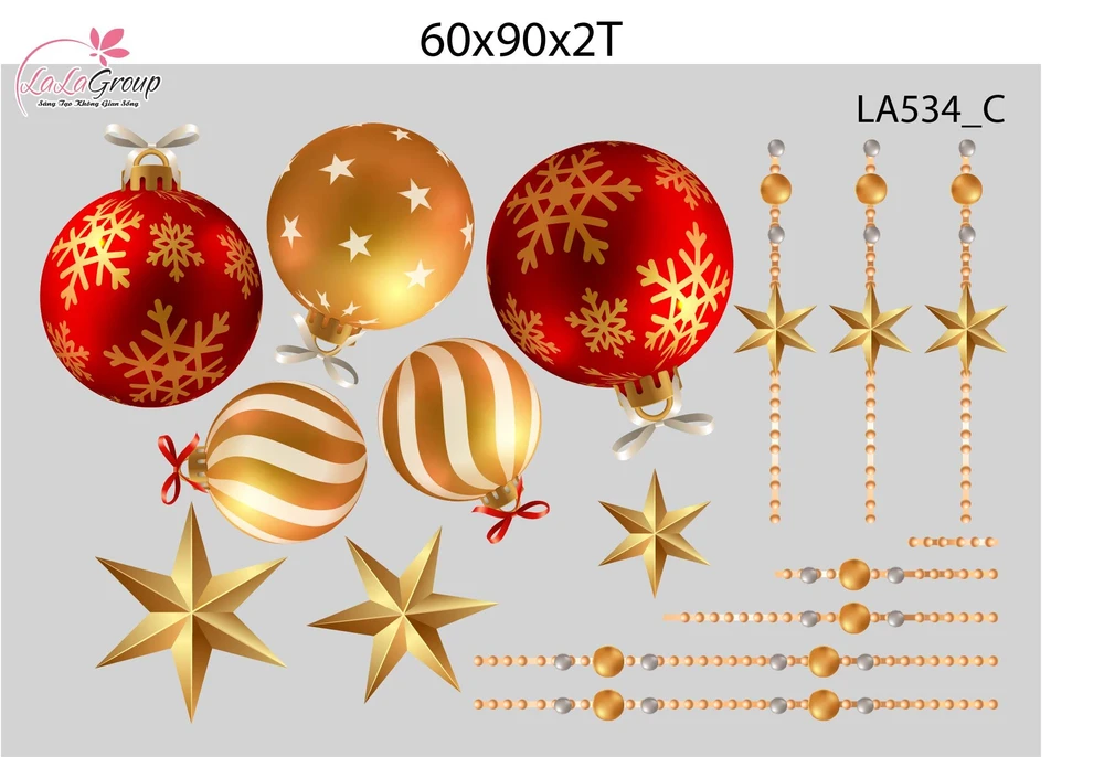 Combo Decal Trang Trí Noel Merry Christmas Ông Già Noel Và Chú Tuần Lộc Phát Quà