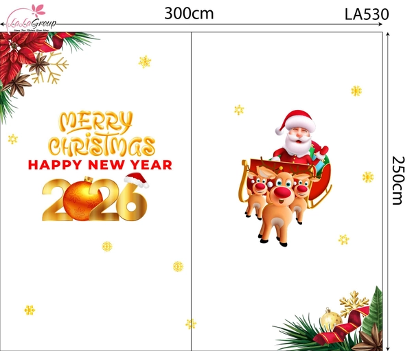 Combo Decal Trang Trí Noel Merry Christmas Ông Già Noel Cưỡi Tuần Lộc Đón Giáng Sinh