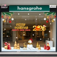 Combo Decal Trang Trí Noel Merry Christmas Người Tuyết Và Tuần Lộc Vàng