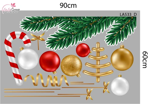 Combo Decal Trang Trí Noel Merry Christmas Người Tuyết Và Tuần Lộc Vàng